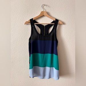 Express Racer Back Black-Blue-Green Top Wth Zipper on Back